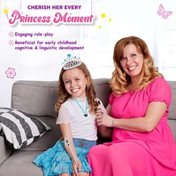 Smart Novelty Princess Dress Up Shoes & Accessories Set - Princess Role Play Dress Up & Pretend Play Set with Set of 4 Pair of Princess Shoes, Earrings, Necklace, Bracelet, Rings, Tiara, Princess Wand