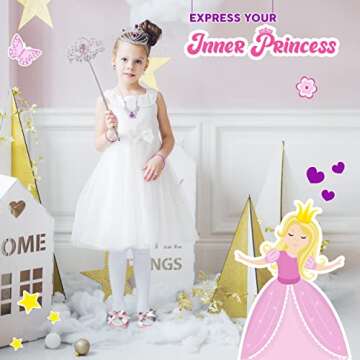 Smart Novelty Princess Dress Up Shoes & Accessories Set - Princess Role Play Dress Up & Pretend Play Set with Set of 4 Pair of Princess Shoes, Earrings, Necklace, Bracelet, Rings, Tiara, Princess Wand