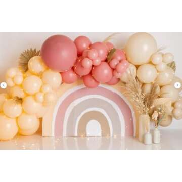 Beaumode Neutral Blush and Dusty Rose Boho Rainbow Balloon Arch Garland Kit 149pcs for Bridal Shower Baby Girl Shower Boho Rainbow Birthday Bachelorette Party Decor