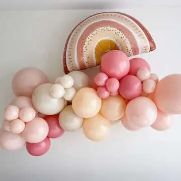 Beaumode Neutral Blush and Dusty Rose Boho Rainbow Balloon Arch Garland Kit 149pcs for Bridal Shower Baby Girl Shower Boho Rainbow Birthday Bachelorette Party Decor