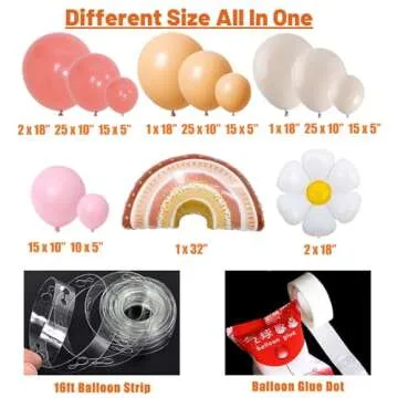 Beaumode Neutral Blush and Dusty Rose Boho Rainbow Balloon Arch Garland Kit 149pcs for Bridal Shower Baby Girl Shower Boho Rainbow Birthday Bachelorette Party Decor