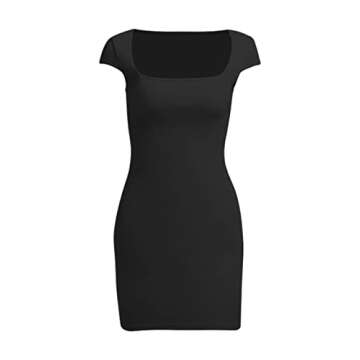 LovelyWholesale Women's Open Back Sexy Square Neck Party Mini Dress Black