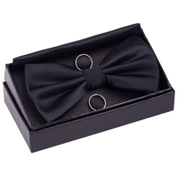 GUSLESON Black Bow Tie Set for Weddings and Formal Events