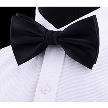 GUSLESON Black Bow Tie Set for Weddings and Formal Events