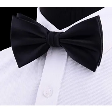 GUSLESON Black Bow Tie Set for Weddings and Formal Events