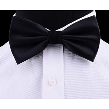 GUSLESON Black Bow Tie Set for Weddings and Formal Events