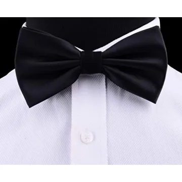 GUSLESON Black Bow Tie Set for Weddings and Formal Events