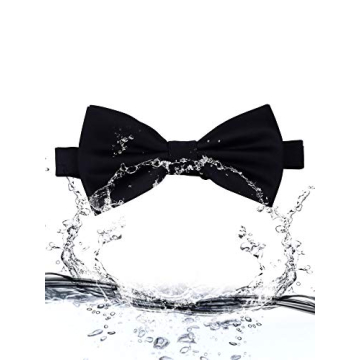 GUSLESON Black Bow Tie Set for Weddings and Formal Events
