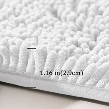 SONORO KATE Bathroom Rug,Non-Slip Bath Mat,Soft Cozy Shaggy Thick Bath Rugs for Bathroom,Plush Rugs for Bathtubs,Water Absorbent Rain Showers and Under The Sink (White, 17"×24")