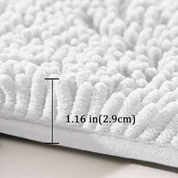 SONORO KATE Bathroom Rug,Non-Slip Bath Mat,Soft Cozy Shaggy Thick Bath Rugs for Bathroom,Plush Rugs for Bathtubs,Water Absorbent Rain Showers and Under The Sink (White, 17"×24")