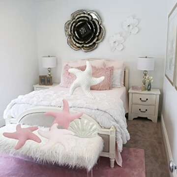 Marble Empire White Starfish Pillow Beach Themed Decorative Throw Pillows Soft Ocean Bedding Coastal Decor for Home Cute Star Shaped Stuffed Animal Plush for Small Couch Bed Bedroom Living Room