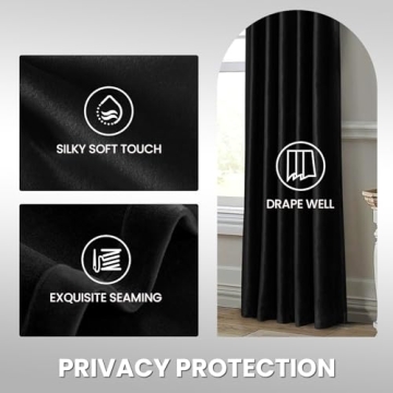 Dreaming Casa Black Velvet Thermal Curtains for Bedrooms