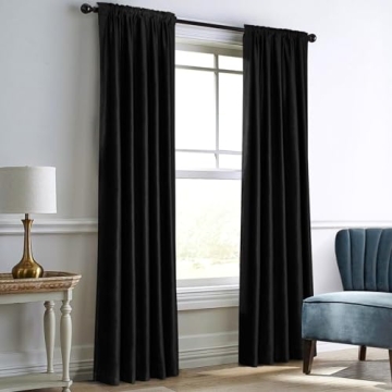 Dreaming Casa Black Velvet Thermal Curtains for Bedrooms