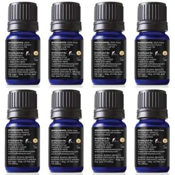 Essential Oil Set - Aromatherapy for Diffusers, Massage. Candle Making, Soaps, Bath Bombs. Top 8-10mL Oils: Lavender, Peppermint, Lemongrass, Tea Tree, Orange, Eucalyptus, Rosemary and Frankincense.