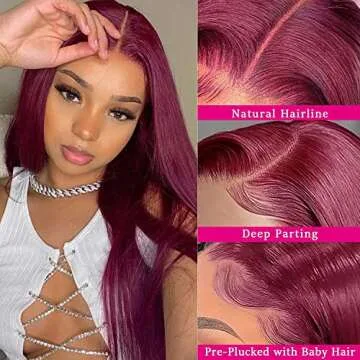 UNANCY 99J Burgundy Lace Front Wigs Human Hair Pre Plucked Hairline Glueless 180% Density 13×4 HD T...