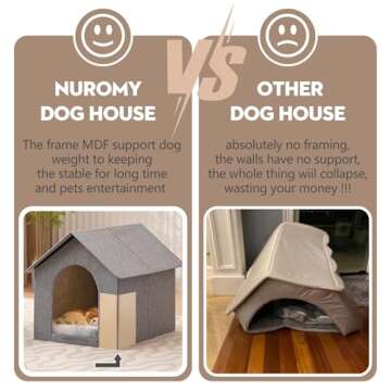 NUROMY Dog House Indoor,Inside Dog House with Washable Plush Cushion,Pet Dog House Bed for Medium Dog,Indoor Cat House & Condos for Large Cats and Dog Weight Within 22 Pounds,Medium Size