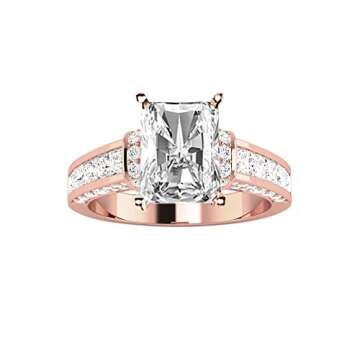 14K Rose Gold 6 Carat LAB GROWN IGI CERTIFIED DIAMOND Contemporary Channel Set Princess And Pave Rou...