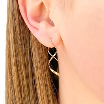 14K Gold Spiral Threader Earrings - Elegant Gift Idea