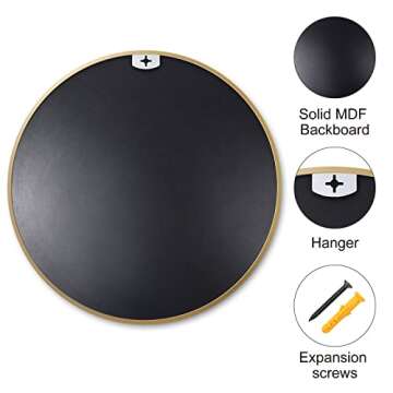 HUOVTR Round Mirror, Circle Mirror 16 Inch, Gold Round Wall Mirror Suitable for Bedroom, Vanity, Living Room, Bathroom, Entryway Wall Decor and More, Brushed Aluminum Frame Circle Mirrors for Wall