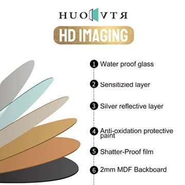 HUOVTR Round Mirror, Circle Mirror 16 Inch, Gold Round Wall Mirror Suitable for Bedroom, Vanity, Living Room, Bathroom, Entryway Wall Decor and More, Brushed Aluminum Frame Circle Mirrors for Wall