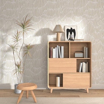 Peel and Stick Beige Striped Wallpaper for Modern Homes