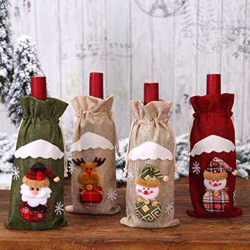 Festive Christmas Wine Bottle Cover Bag Set for Holiday Cheer