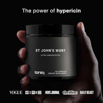 1,000mg Ultra High Strength St. John's Wort Capsules (Non-GMO) - 7X Concentrated Extract - 0.3% Hype...