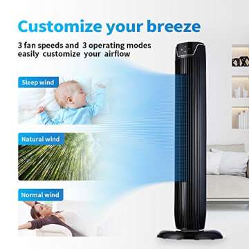 Aikoper Tower Fan, Oscillating Quiet Cooling Fan Tower with LED Display, Timer and Remote, Built-in 3 Modes and Speed Settings, Portable Stand Floor Fans Safe for Children Bedroom and Home Office Use