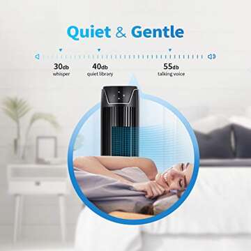 Aikoper Tower Fan, Oscillating Quiet Cooling Fan Tower with LED Display, Timer and Remote, Built-in 3 Modes and Speed Settings, Portable Stand Floor Fans Safe for Children Bedroom and Home Office Use