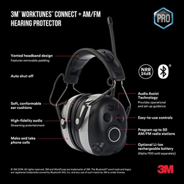 3M WorkTunes Headphones with Bluetooth & AM/FM Radio