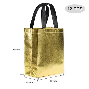 Elegant WRAPAHOLIC Reusable Gold Gift Bags 12 Pack