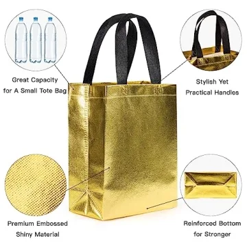 Elegant WRAPAHOLIC Reusable Gold Gift Bags 12 Pack