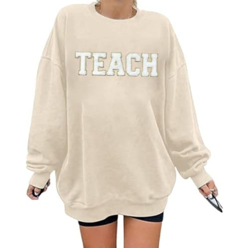 AIIWEIS Teacher Sweatshirt Oversized Soft Casual Pullover