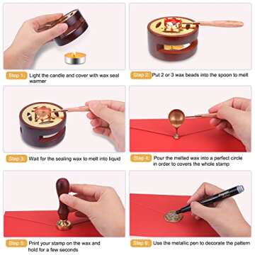 Wax Seal Stamp Kit with Gift Box, Aottom Wax Letter Seal Kit with 24 Colors 650 Pcs Wax Seal Beads, Sealing Wax Warmer, Envelopes, Candles, Wax Stamp, Metallic Pen for Gift and Decoration