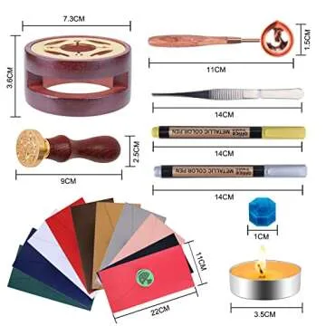 Wax Seal Stamp Kit with Gift Box, Aottom Wax Letter Seal Kit with 24 Colors 650 Pcs Wax Seal Beads, Sealing Wax Warmer, Envelopes, Candles, Wax Stamp, Metallic Pen for Gift and Decoration