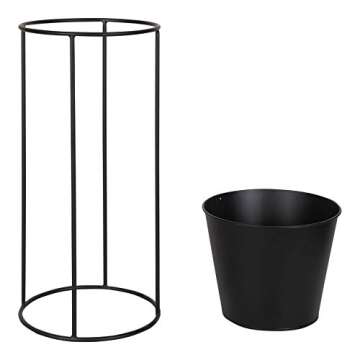 Kate and Laurel Sheely Decorative Modern Metal Planter Stands with Removeable Buckets Style Pots, Set of 2, Black