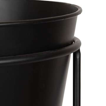 Kate and Laurel Sheely Decorative Modern Metal Planter Stands with Removeable Buckets Style Pots, Set of 2, Black
