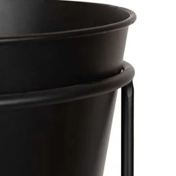 Kate and Laurel Sheely Decorative Modern Metal Planter Stands with Removeable Buckets Style Pots, Set of 2, Black