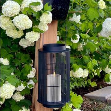 LampLust Outdoor Lantern Decorative Outdoor Patio Decor, 12 Inch Candle Lantern, Black Metal, Outdoor Lanterns for Patio Waterproof, Battery Included, Modern Farmhouse Front Porch Decor