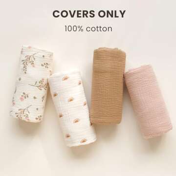 Konssy Muslin Baby Lounger Cover 2 Pack, 100% Cotton Newborn Lounger Cover, Soft and Breathable Baby...