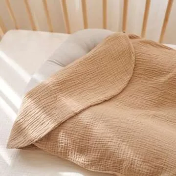 Konssy Muslin Baby Lounger Cover 2 Pack, 100% Cotton Newborn Lounger Cover, Soft and Breathable Baby Nest Slipcover for Boys Girls (Camel,Sun)