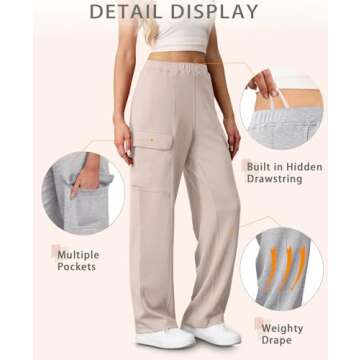 Womens Sweatpants Wide Leg Cargo Pants Fall Fashion Outfits Sweats Baggy Winter Clothes Parachute Jo...