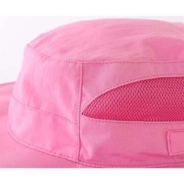 Connectyle Women's UPF 50+ Safari Sun Hat Breathable UV Protection Fishing Hat (Hot Pink)