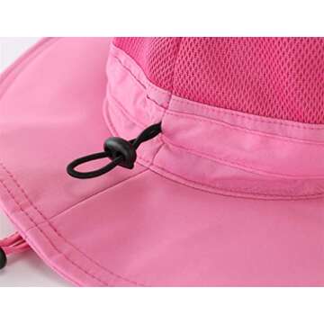 Connectyle Women's UPF 50+ Safari Sun Hat Breathable UV Protection Fishing Hat (Hot Pink)