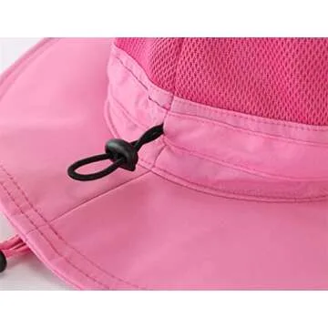 Connectyle Women's UPF 50+ Safari Sun Hat Breathable UV Protection Fishing Hat (Hot Pink)