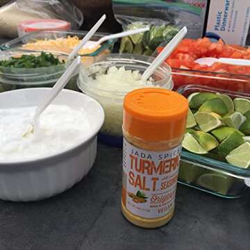 JADA Spices Turmeric Salt Spice and Seasoning - Vegan, Keto & Paleo Friendly - Perfect for Cooking, BBQ, Grilling, Rubs, Popcorn and more - Preservative & Additive Free