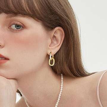 Pancert Gold Hoop Earrings for Women Dainty Gold Earrings Chunky Gold Earrings Paperclip Link Chain ...