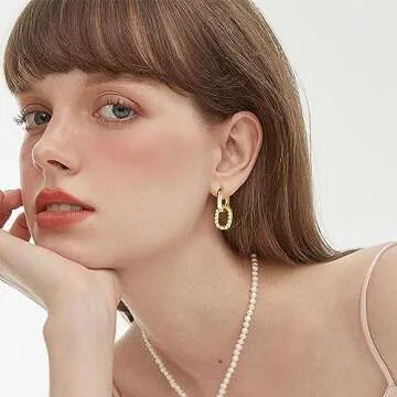 Pancert Gold Hoop Earrings for Women Dainty Gold Earrings Chunky Gold Earrings Paperclip Link Chain Earrings Drop Dangle Earrings Huggie Hoop Earrings Simple Everyday Jewelry Gifts