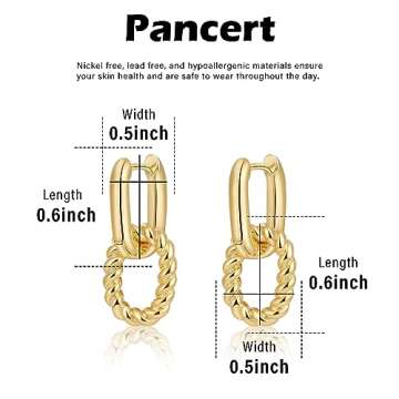 Pancert Gold Hoop Earrings for Women Dainty Gold Earrings Chunky Gold Earrings Paperclip Link Chain Earrings Drop Dangle Earrings Huggie Hoop Earrings Simple Everyday Jewelry Gifts