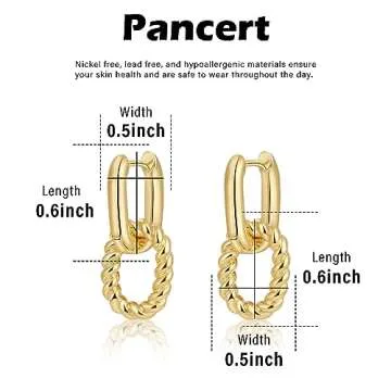 Pancert Gold Hoop Earrings for Women Dainty Gold Earrings Chunky Gold Earrings Paperclip Link Chain Earrings Drop Dangle Earrings Huggie Hoop Earrings Simple Everyday Jewelry Gifts